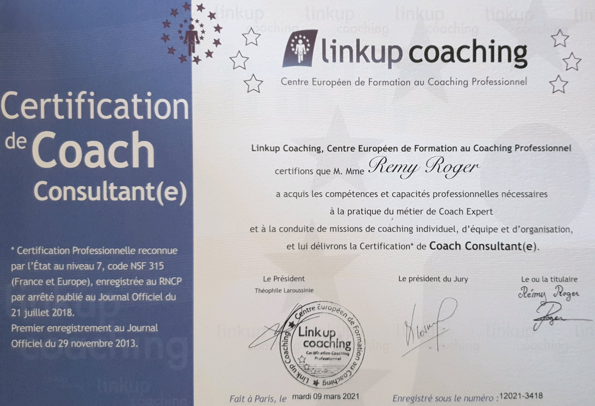 Diplôme de coaching professionnel